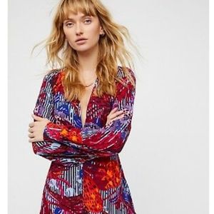 Free People Long Sleeve V-Neck Romper